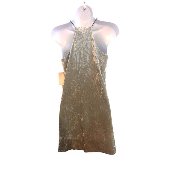 NWT Design Lab Lord & Taylor XS Sage Green Crushed Velvet Slip Dress Lined - Picture 3 of 10